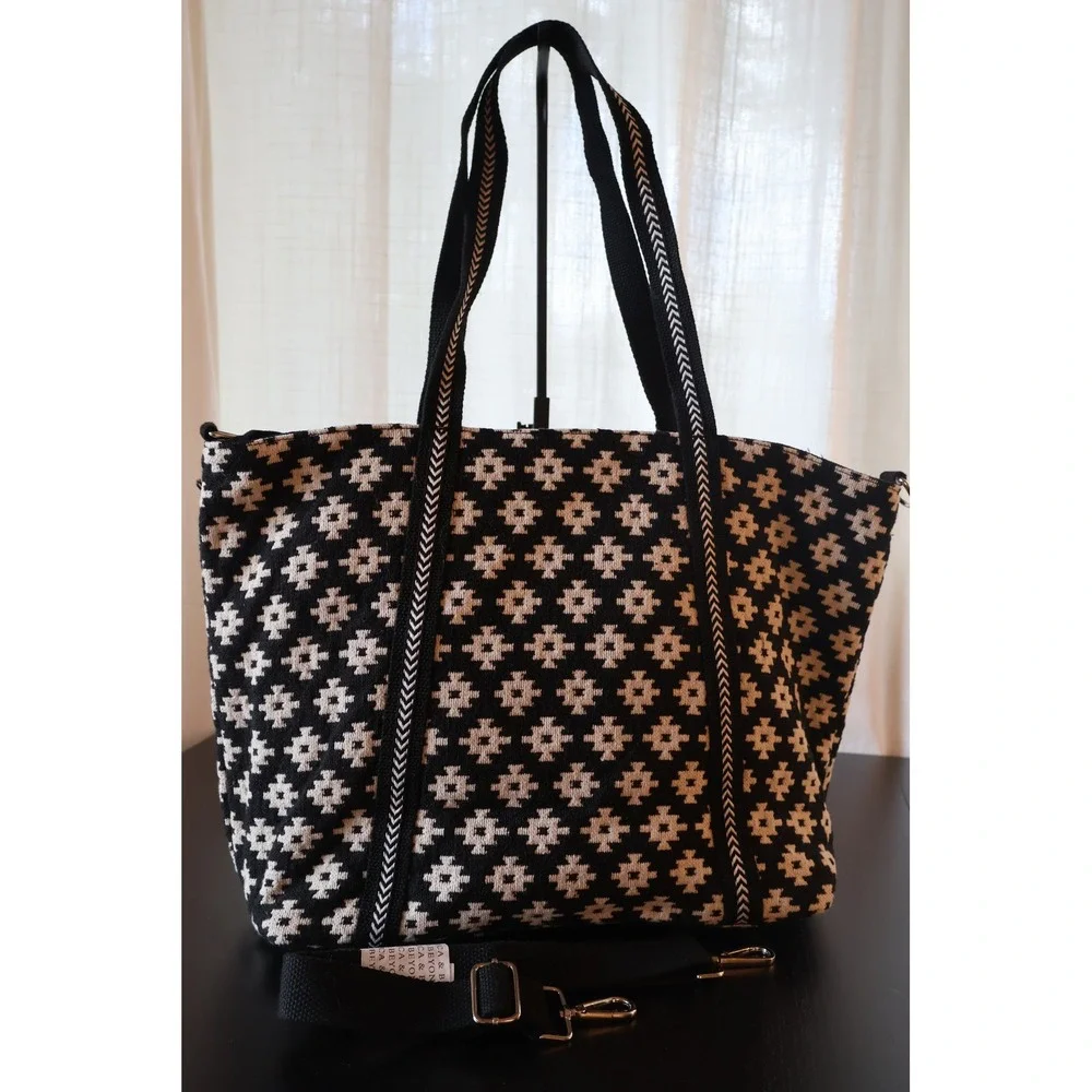 America & Beyond QVC Midnight Butterflies Beaded Tote Set NWT